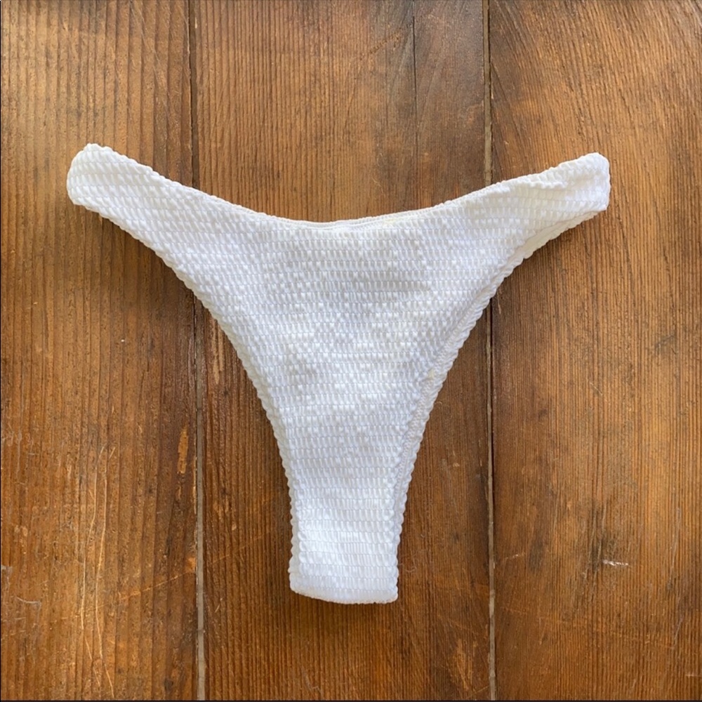 HOLLISTER | Smocked White High Leg Bikini Bottom